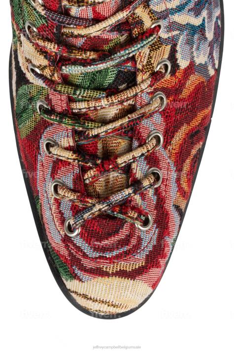 vrouwen Jeffrey Campbell archille rode bloemen V2LZ429 enkel laarzen