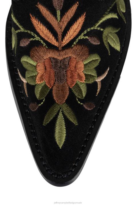 vrouwen Jeffrey Campbell bandieten zwart suède multi V2LZ524 enkel laarzen