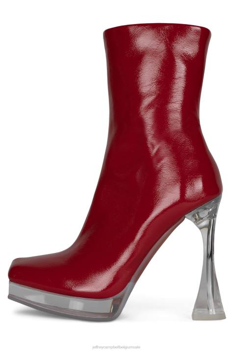 vrouwen Jeffrey Campbell bel-air-cl rood gekreukt patent V2LZ529 enkel laarzen
