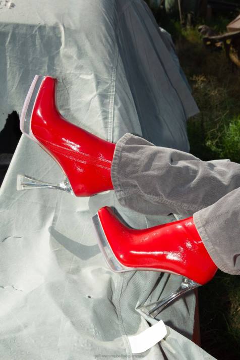 vrouwen Jeffrey Campbell bel-air-cl zwart gekreukt patent duidelijk V2LZ528 enkel laarzen