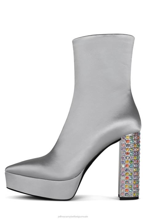 vrouwen Jeffrey Campbell bel-du-bal zilver satijn multi V2LZ557 enkel laarzen