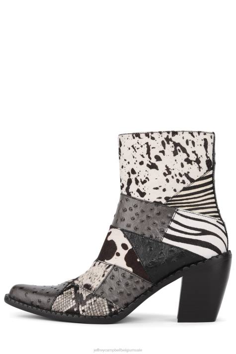 vrouwen Jeffrey Campbell caballero's zwart witte exotische combo V2LZ596 enkel laarzen