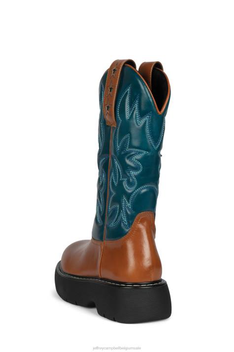 vrouwen Jeffrey Campbell cowboy bruin blauw zwart V2LZ609 enkel laarzen