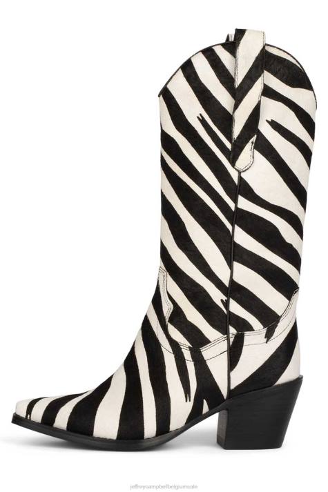vrouwen Jeffrey Campbell dagget-f grote zwarte witte zebra V2LZ645 enkel laarzen