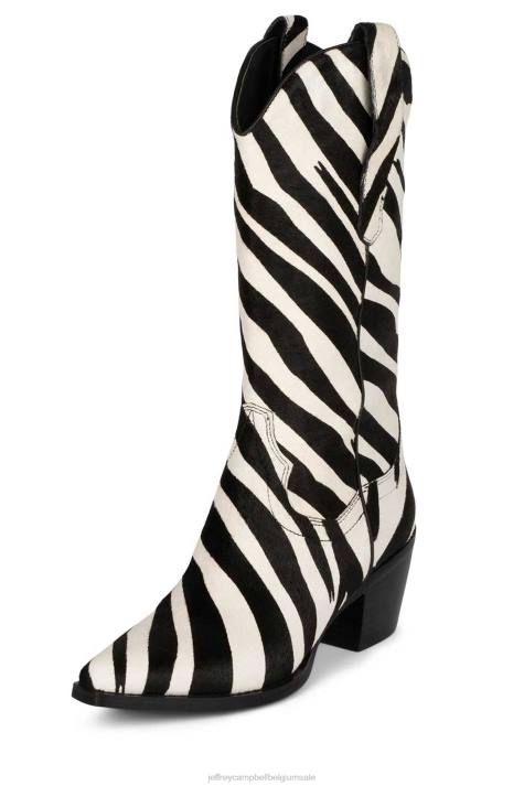 vrouwen Jeffrey Campbell dagget-f grote zwarte witte zebra V2LZ645 enkel laarzen