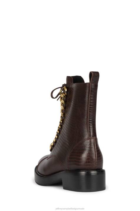 vrouwen Jeffrey Campbell damon-2 uur bruin hagedis goud V2LZ416 enkel laarzen
