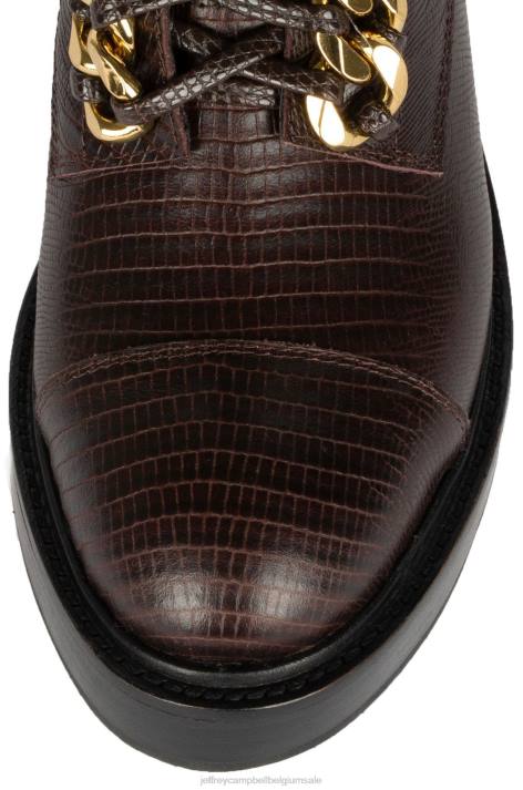 vrouwen Jeffrey Campbell damon-2 uur bruin hagedis goud V2LZ416 enkel laarzen
