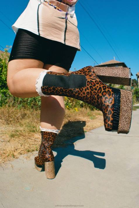 vrouwen Jeffrey Campbell dans-qf bruine jachtluipaard multi V2LZ559 enkel laarzen