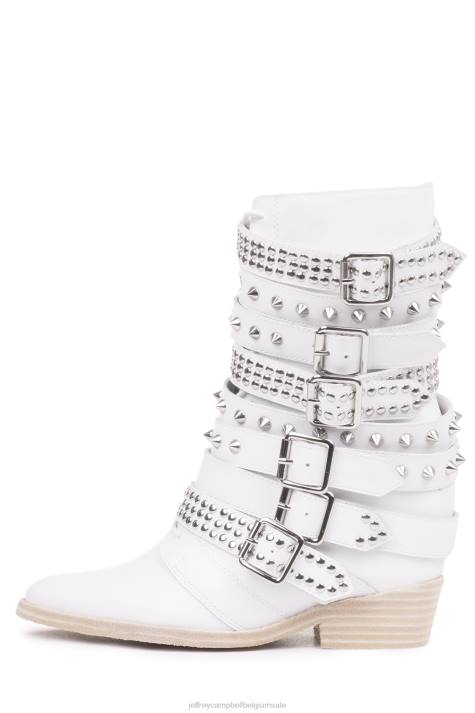 vrouwen Jeffrey Campbell draco-stud wit zilver V2LZ662 enkel laarzen