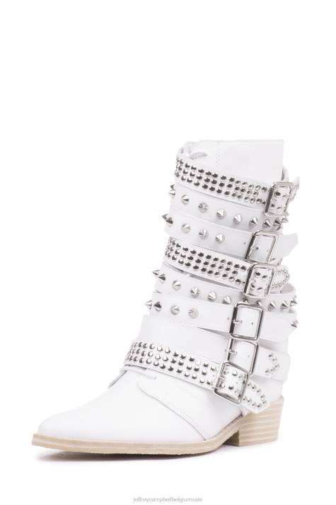vrouwen Jeffrey Campbell draco-stud wit zilver V2LZ662 enkel laarzen