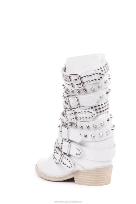 vrouwen Jeffrey Campbell draco-stud wit zilver V2LZ662 enkel laarzen