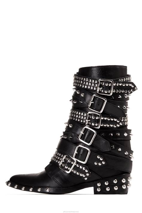 vrouwen Jeffrey Campbell draco-stud zwart zilver V2LZ665 enkel laarzen