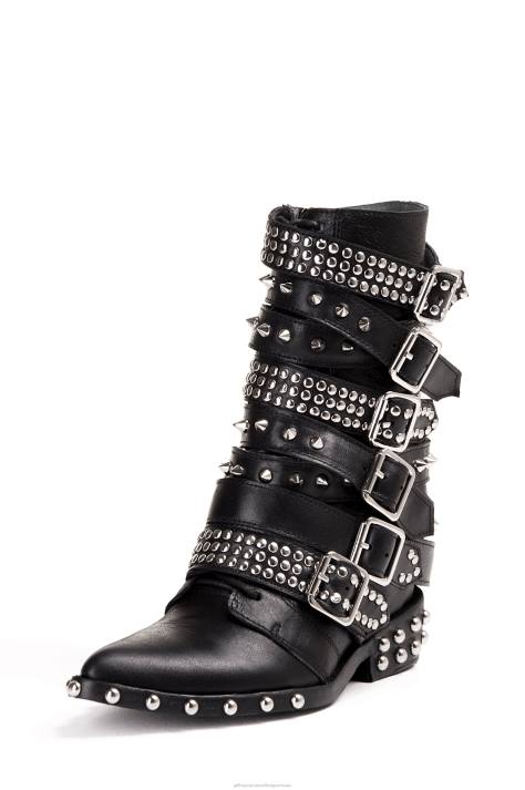 vrouwen Jeffrey Campbell draco-stud zwart zilver V2LZ665 enkel laarzen