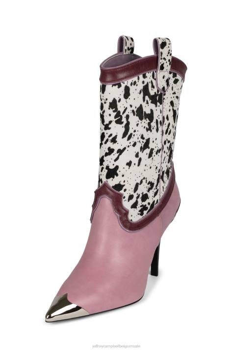 vrouwen Jeffrey Campbell el-paso-f paars cb wit zwart haar V2LZ348 enkel laarzen