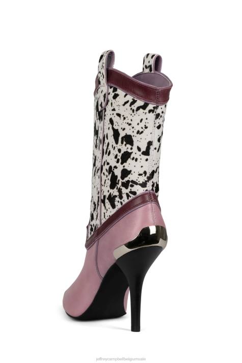 vrouwen Jeffrey Campbell el-paso-f paars cb wit zwart haar V2LZ348 enkel laarzen