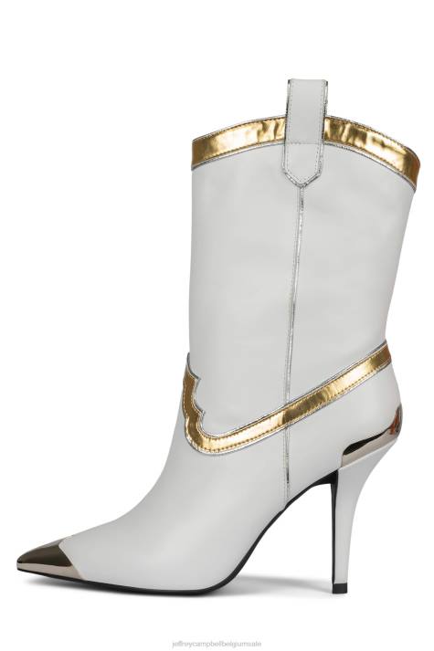vrouwen Jeffrey Campbell el-paso wit goud zilver V2LZ602 enkel laarzen