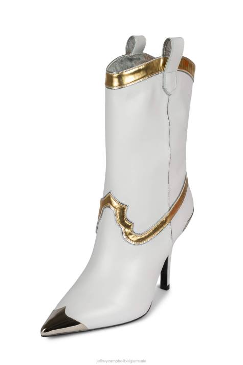 vrouwen Jeffrey Campbell el-paso wit goud zilver V2LZ602 enkel laarzen