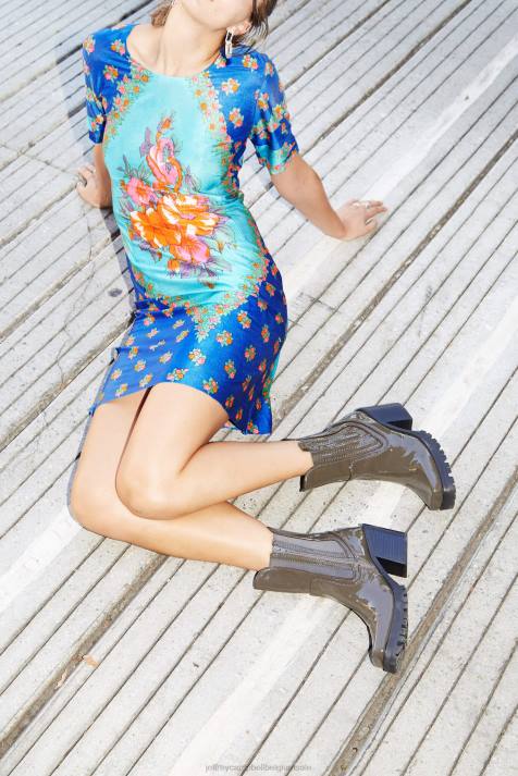 vrouwen Jeffrey Campbell eland grijs patent V2LZ424 enkel laarzen