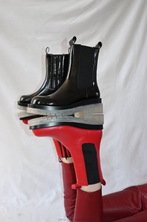 vrouwen Jeffrey Campbell getankt-cb rood duidelijk V2LZ433 enkel laarzen