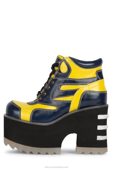 vrouwen Jeffrey Campbell gevaren marine geel V2LZ354 enkel laarzen