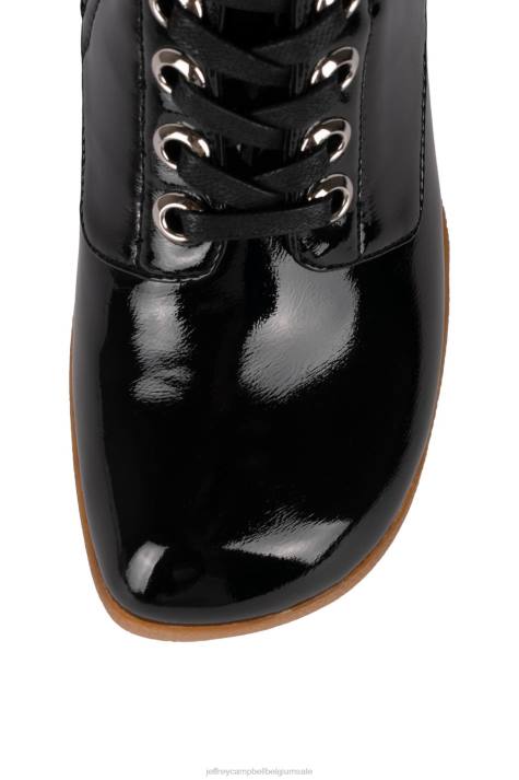 vrouwen Jeffrey Campbell kartini-lu zwart gekreukt patent V2LZ465 enkel laarzen