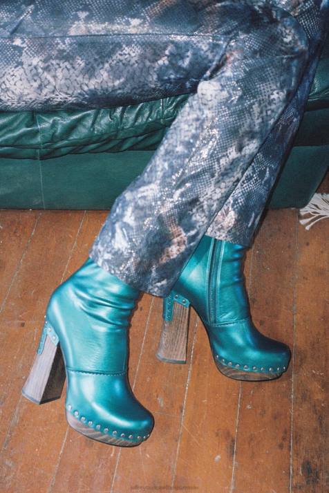 vrouwen Jeffrey Campbell kliek groenblauw metallic V2LZ507 enkel laarzen