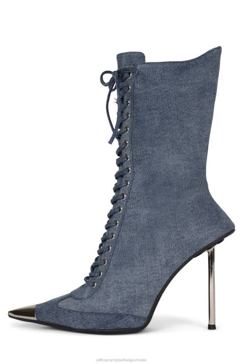 vrouwen Jeffrey Campbell kom maar op denim zilver V2LZ294 enkel laarzen