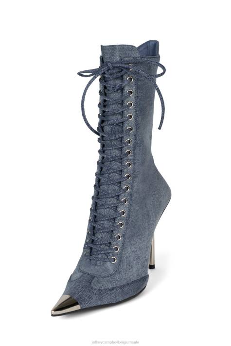 vrouwen Jeffrey Campbell kom maar op denim zilver V2LZ294 enkel laarzen