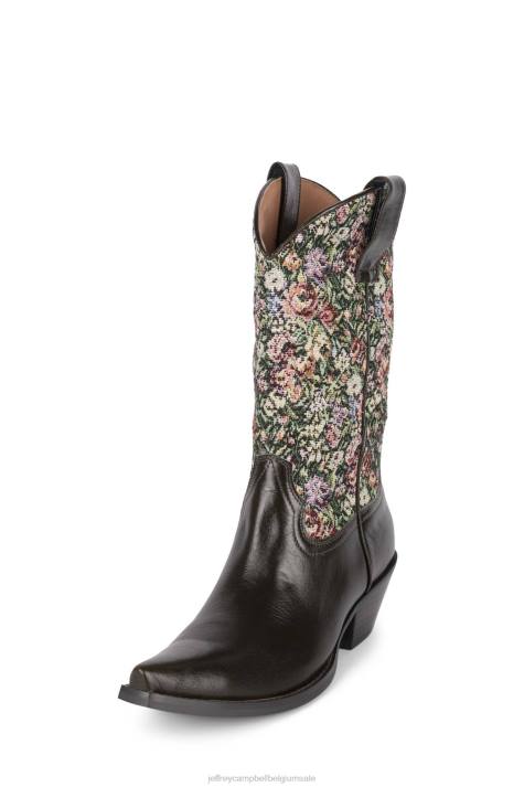 vrouwen Jeffrey Campbell kruispunt kaki tapijt met meerdere bloemen V2LZ411 enkel laarzen