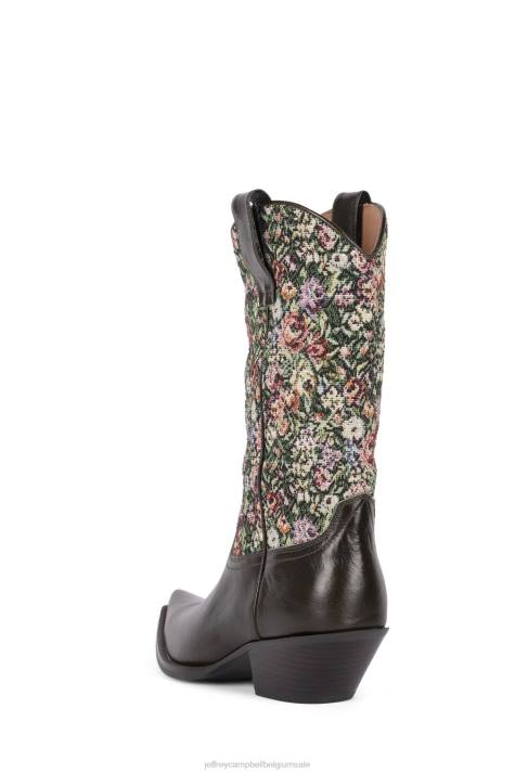 vrouwen Jeffrey Campbell kruispunt kaki tapijt met meerdere bloemen V2LZ411 enkel laarzen