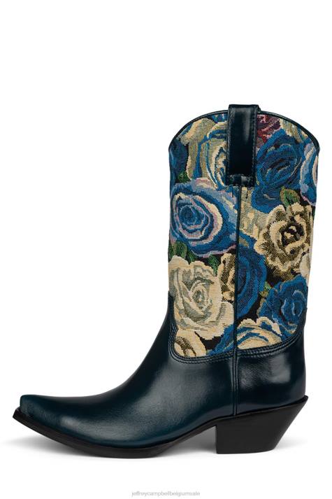 vrouwen Jeffrey Campbell kruispunt marine marine tapijt V2LZ412 enkel laarzen