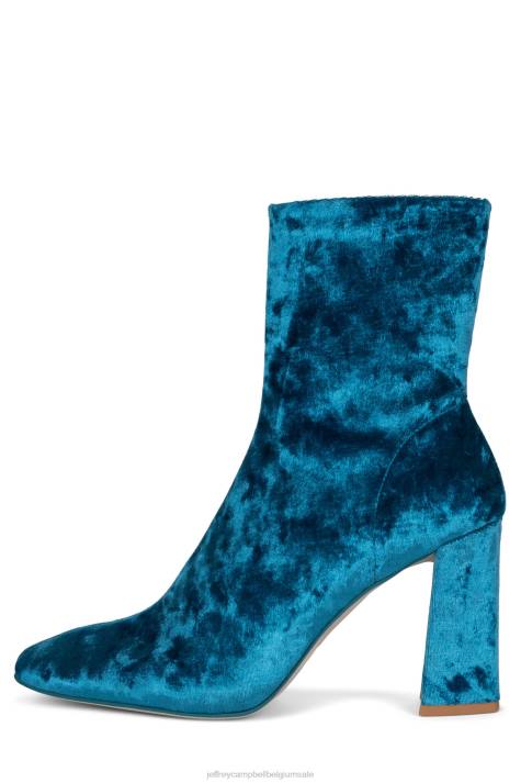 vrouwen Jeffrey Campbell larisah blauw geplet fluweel V2LZ508 enkel laarzen