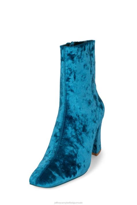 vrouwen Jeffrey Campbell larisah blauw geplet fluweel V2LZ508 enkel laarzen