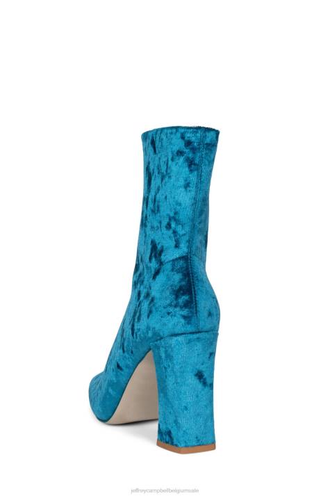 vrouwen Jeffrey Campbell larisah blauw geplet fluweel V2LZ508 enkel laarzen