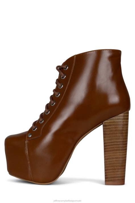 vrouwen Jeffrey Campbell lita bruine natuurlijke stapel V2LZ493 enkel laarzen