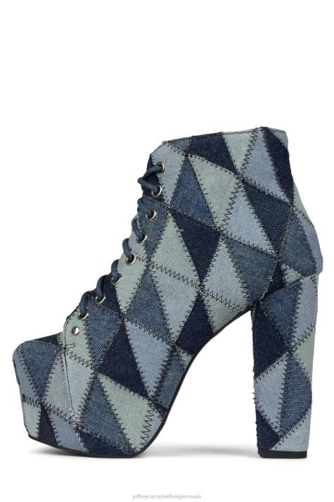 vrouwen Jeffrey Campbell lita-pw blauw denim multi V2LZ395 enkel laarzen