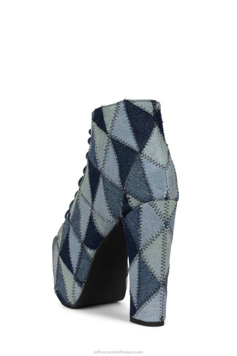vrouwen Jeffrey Campbell lita-pw blauw denim multi V2LZ395 enkel laarzen