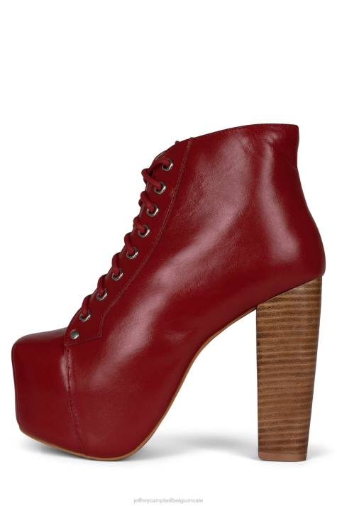vrouwen Jeffrey Campbell lita rode natuurlijke stapel V2LZ495 enkel laarzen