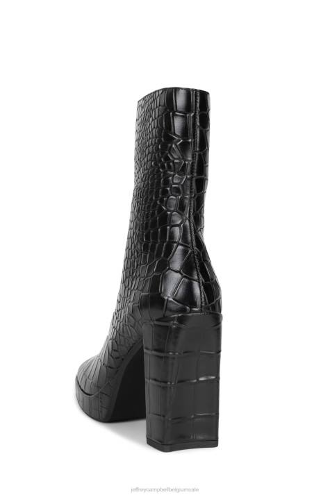 vrouwen Jeffrey Campbell minim-lo zwarte krokodil V2LZ518 enkel laarzen