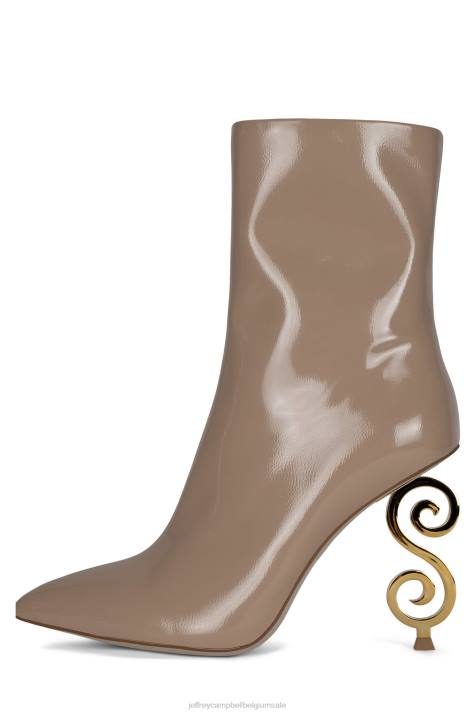 vrouwen Jeffrey Campbell moesai natuurlijk patent goud V2LZ389 enkel laarzen