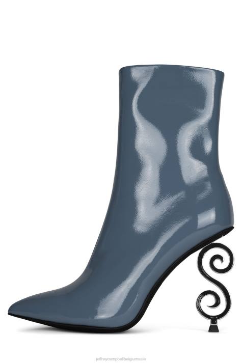 vrouwen Jeffrey Campbell moesai stoffig blauw lakzilver V2LZ388 enkel laarzen