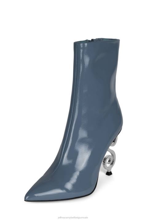vrouwen Jeffrey Campbell moesai stoffig blauw lakzilver V2LZ388 enkel laarzen