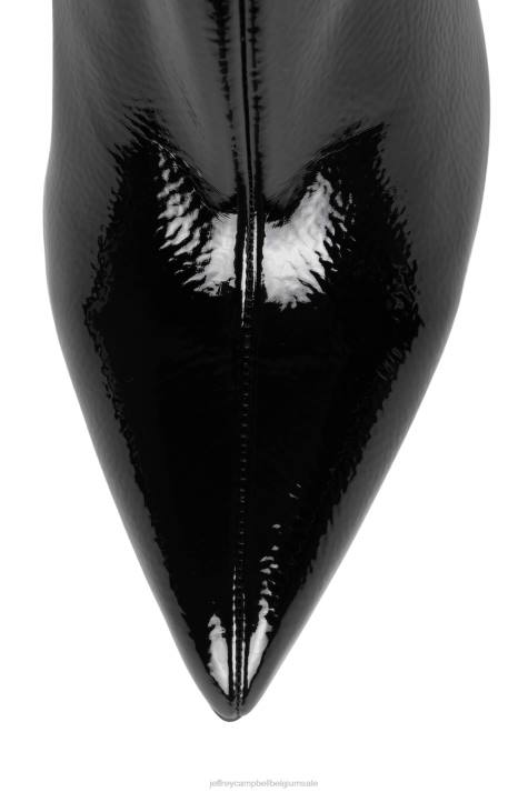vrouwen Jeffrey Campbell moesai zwart gekreukt patent goud V2LZ390 enkel laarzen
