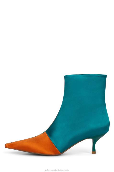 vrouwen Jeffrey Campbell optiek oranje satijn blauw satijn V2LZ393 enkel laarzen