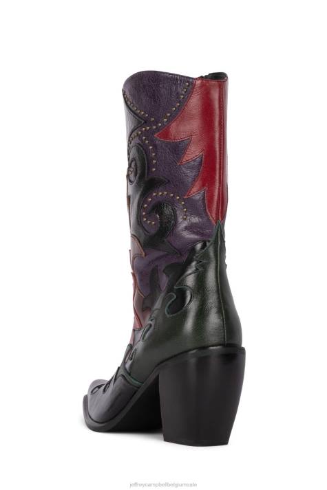 vrouwen Jeffrey Campbell opzadelen zwart multi V2LZ661 enkel laarzen