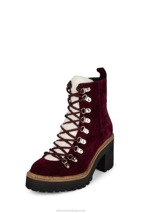 vrouwen Jeffrey Campbell owat-2 wijn suède ivoor V2LZ368 enkel laarzen