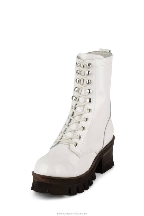 vrouwen Jeffrey Campbell plataan3h wit gekreukt patent V2LZ363 enkel laarzen