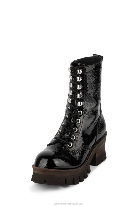 vrouwen Jeffrey Campbell plataan3h zwart gekreukt patent V2LZ364 enkel laarzen