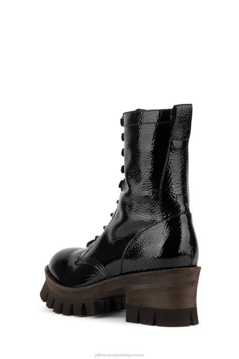 vrouwen Jeffrey Campbell plataan3h zwart gekreukt patent V2LZ364 enkel laarzen