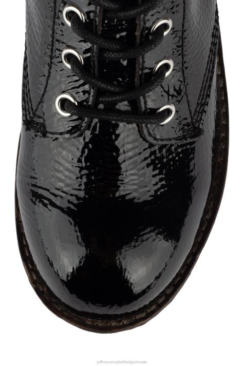 vrouwen Jeffrey Campbell plataan3h zwart gekreukt patent V2LZ364 enkel laarzen